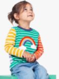 Frugi Kids' Organic Cotton Hotchpotch Rainbow Applique Top, Multi