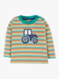 Frugi Baby Orion Tractor Applique Organic Cotton Top, Multi