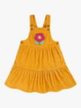 Frugi Kids' Michaela Cotton Cord Pinafore Dress, Gold/Flower