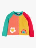 Frugi Kids' Patsy Organic Cotton Colour Block Cardigan, Cantaloupe