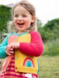 Frugi Kids' Patsy Organic Cotton Colour Block Cardigan, Cantaloupe