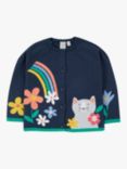 Frugi Kids' Reva Organic Cotton  Applique Cardigan, Navy/Multi