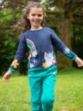 Frugi Kids' Reva Organic Cotton  Applique Cardigan, Navy/Multi