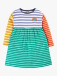 Frugi Kids' Amelia Organic Cotton Stripe Dress, Hotchpotch Rainbow