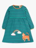 Frugi Kids' Dolcie Organic Cotton Stripe Dress, Iguana/Multi