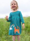 Frugi Kids' Dolcie Organic Cotton Stripe Dress, Iguana/Multi