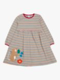 Frugi Kids' Dolcie Organic Cotton Stripe Dress, Lingonberry/Multi