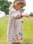 Frugi Kids' Dolcie Organic Cotton Stripe Dress, Lingonberry/Multi