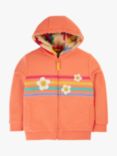 Frugi Kids' Ted Floral Fleece Lined Hoodie, Cantaloupe/Multi