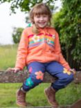 Frugi Kids' Ted Floral Fleece Lined Hoodie, Cantaloupe/Multi