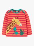 Frugi Kids' Bobby Organic Cotton Applique Top, Cantaloupe/Multi