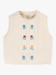 Frugi Kids' Marnie Embroidered Oganic Cotton Tank Top, Pearl/Multi