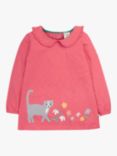 Frugi Kids' Victoria GOTS Organic Cotton Tunic Top, Petal/Cat