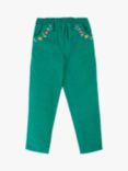 Frugi Kids' Cotton Corduroy Paperbag Trousers, Iguana/Flowers