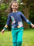 Frugi Kids' Cotton Corduroy Paperbag Trousers, Iguana/Flowers