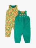 Frugi Kids' Lacey Reversible Dungarees, Iguana/Autumnfriends