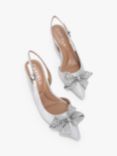 Carvela Regal Bow Embellished Pointed Slingback Courts, Silver