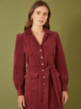 Yumi Cord Shirt Midi Dress, Burgundy