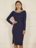 Yumi Pearl Collar Bodycon Dress, Navy