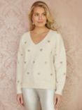 Yumi Sequin Heart Jumper, Ivory