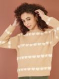 Yumi Heart Stripe Jumper, Oatmeal