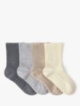 Lindex Kids' Solid Rib Socks, Neutrals