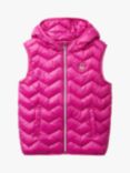 Benetton Kids' Hooded Quilted Gilet, Cyclamen