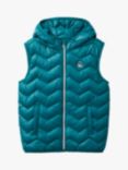 Benetton Kids' Hooded Quilted Gilet, Forest Green