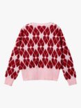 Benetton Kids' Heart Print Crew Jumper, Pink