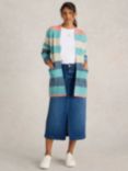 White Stuff Erin Stripe Wool Blend Cardigan, Blue/Multi