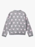 Benetton Kids' Heart Print Cardigan, Medium Melange Grey