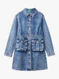 Benetton Kids' Denim Shirt Dress, Blue