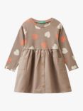 Benetton Kid's Heart Print Midi Dress, Brown