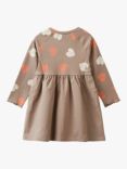 Benetton Kid's Heart Print Midi Dress, Brown