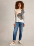 White Stuff Olive Organic Cotton Blend Heart Stripe Jumper, Grey/Multi