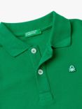 Benetton Kids' Cotton Long Sleeve Polo Shirt, Intense Green