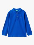 Benetton Kids' Cotton Long Sleeve Polo Shirt, Bluette