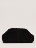 Phase Eight Pleated Suede Clutch Bag, Black