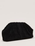 Phase Eight Pleated Suede Clutch Bag, Black