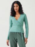 HUSH Blake Slim Wrap Wool Blend Cardigan, Dusky Green