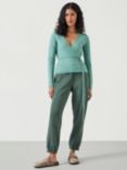 HUSH Blake Slim Wrap Wool Blend Cardigan, Dusky Green