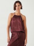 HUSH Medina Satin Halterneck Top, Chocolate