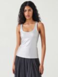 HUSH Alyssa Metallic Rib Vest Top, Silver