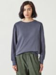 HUSH Emily Puff Sleeve Cotton Jersey Top, Dark Grey