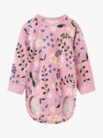 Polarn O. Pyret Baby Organic Cotton Blend Floral Bodysuit, Pink