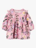 Polarn O. Pyret Baby Organic Cotton Floral Print Dress, Pink