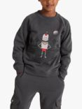 Polarn O. Pyret Kids' Organic Cotton Robot Print Sweatshirt, Grey