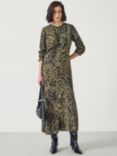 HUSH Myrah Animal Print Midi Dress, Khaki/Multi