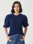 HUSH Jessie Chunky Rib Top, Navy