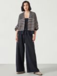 HUSH Skye Stripe Wool Blend Cardigan, Black/Sand